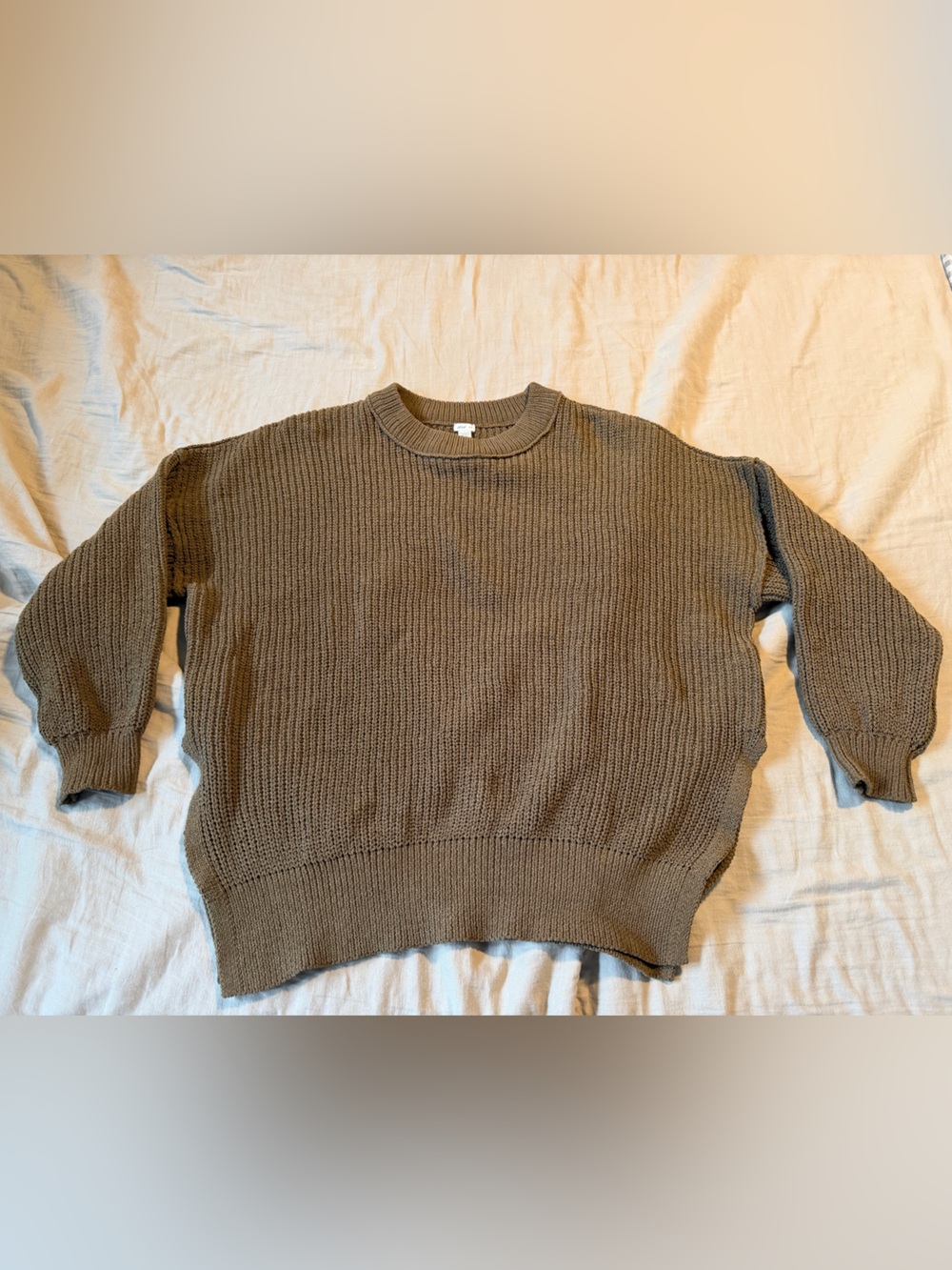 aerie Olive Ribbed Crewneck Sweater